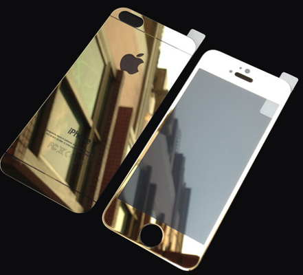 양질 금은 Iphone 5s 정면 뒤를 위한 유리제 스크린 보호자 거울 필름을 부드럽게 했습니다 판매